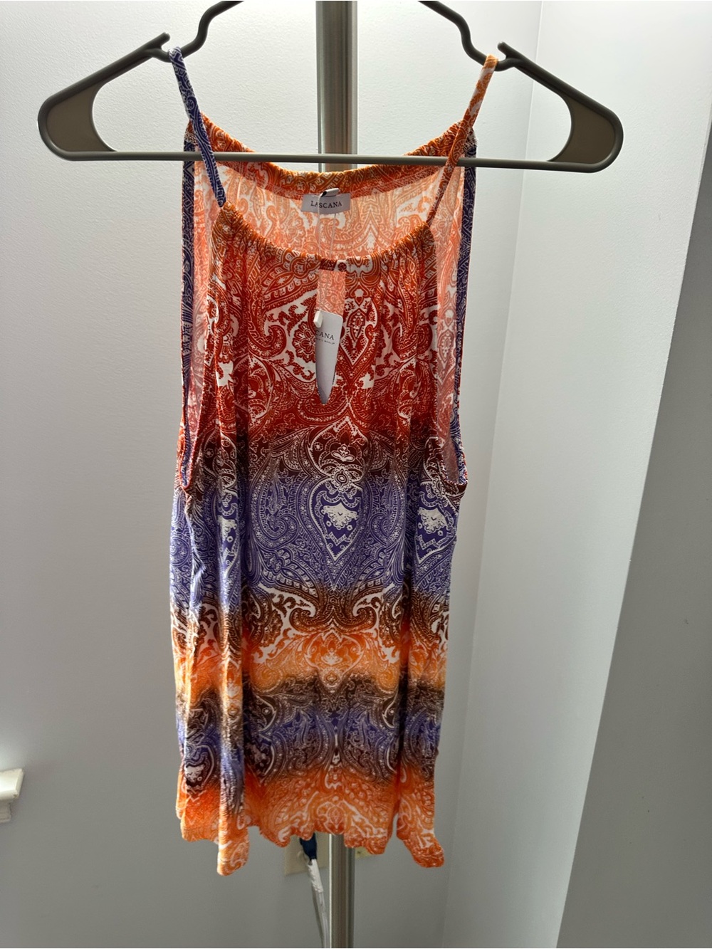 Luscara Orange & Purple Paisley Tank Top